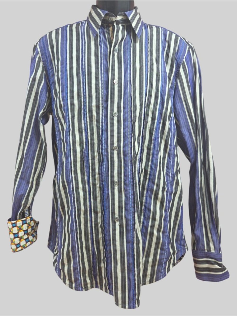 Robert Graham Mens Striped Button-Down Shirt Medium